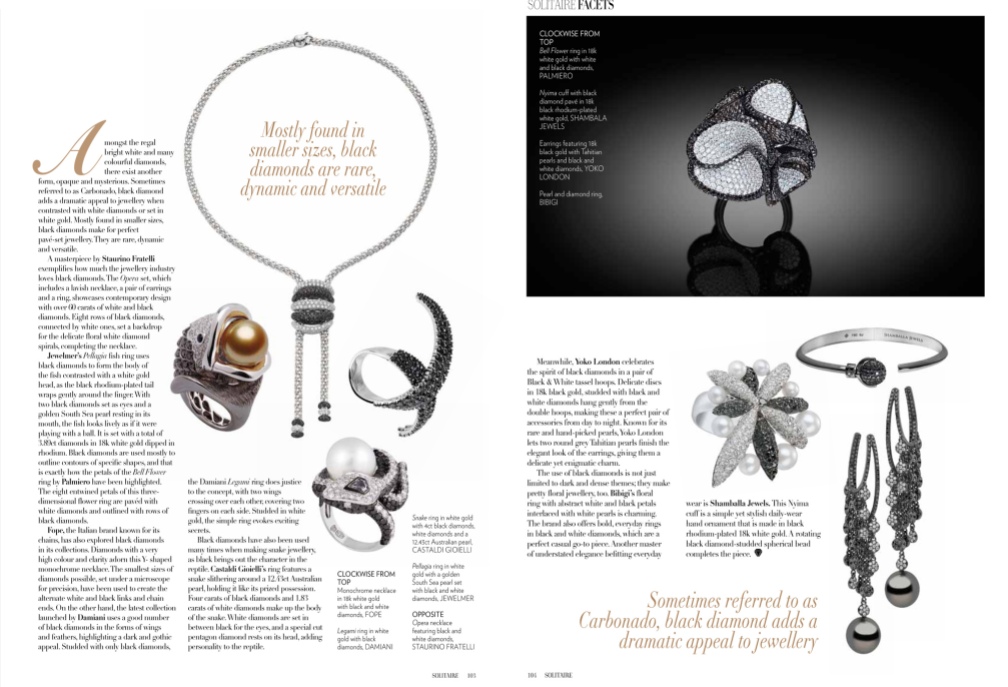 Solitaire Magazine June- July 2015 'Ebony & Luxury'- Trending Black Diamonds
